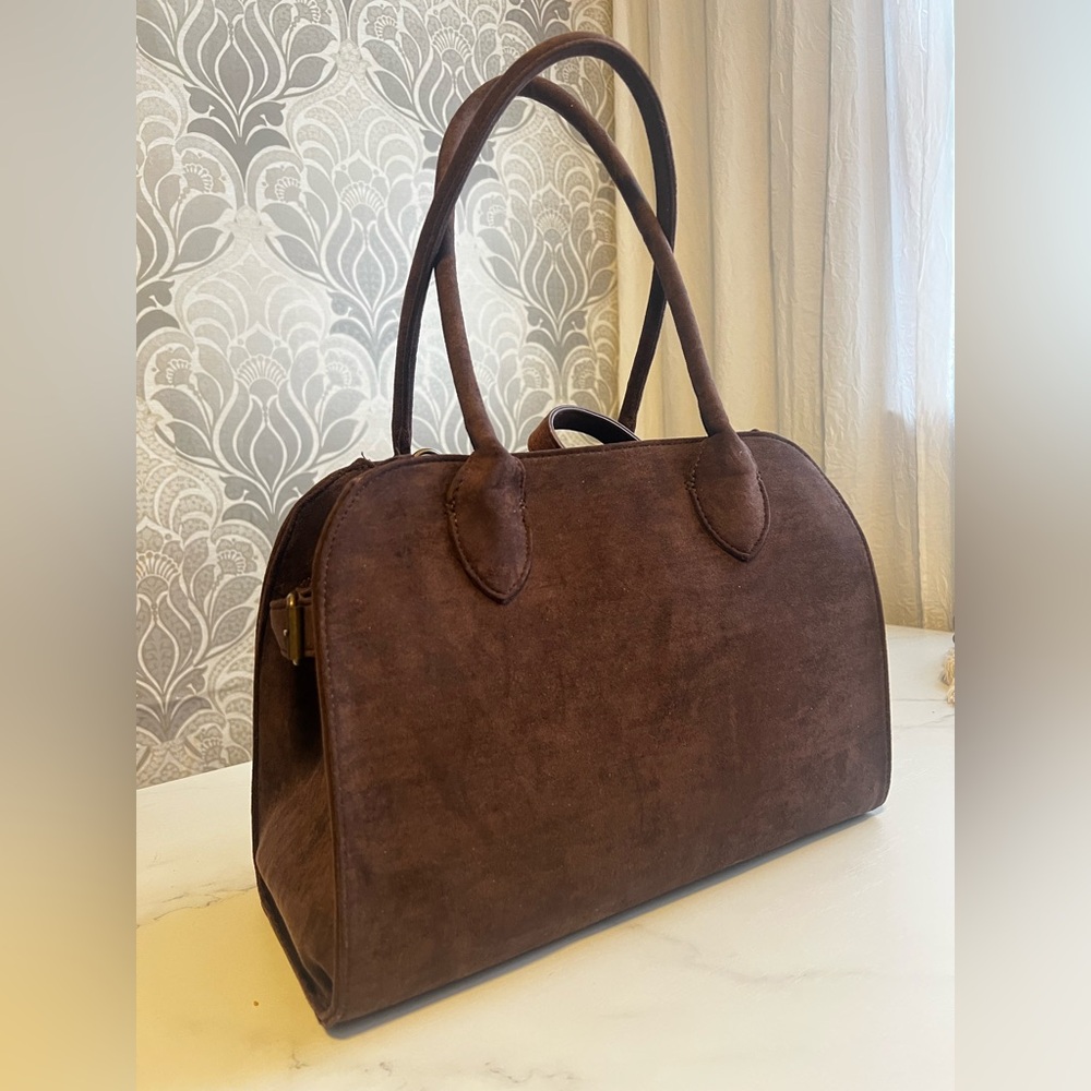 NWOT Matching Brown Suede Women’s Handbag Set - Two-Piece Shoulder & Tote - Picture 2 of 15
